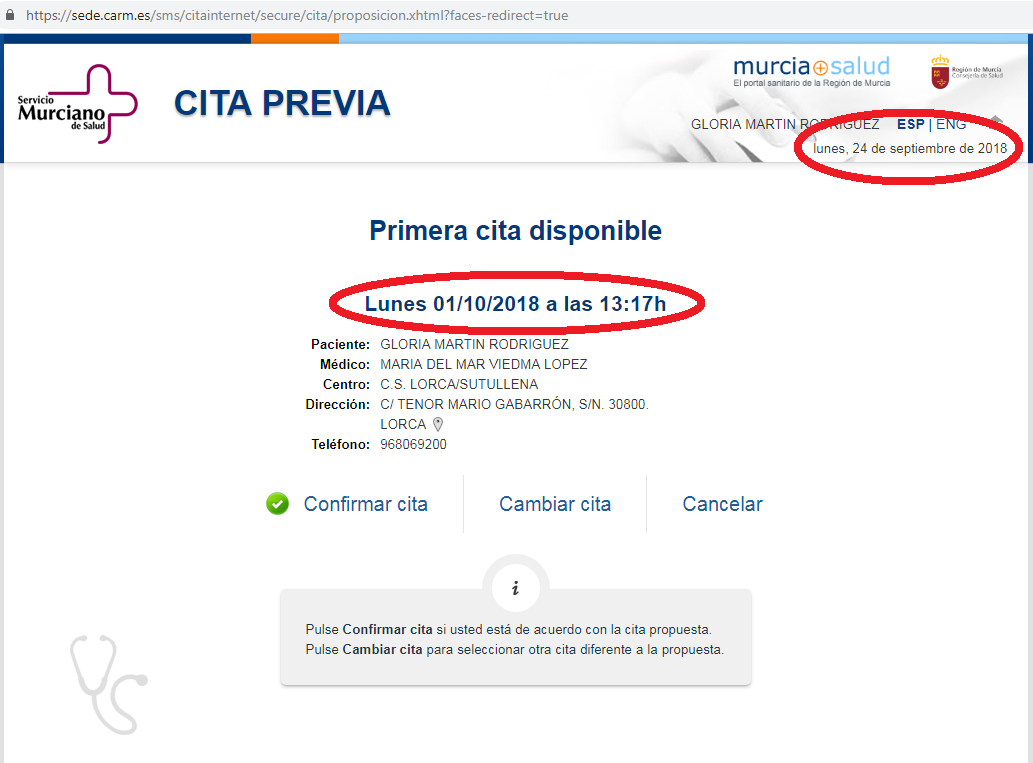 Cita previa médico Murcia