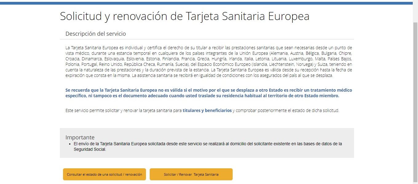 Cita previa Tarjeta Sanitaria Europea